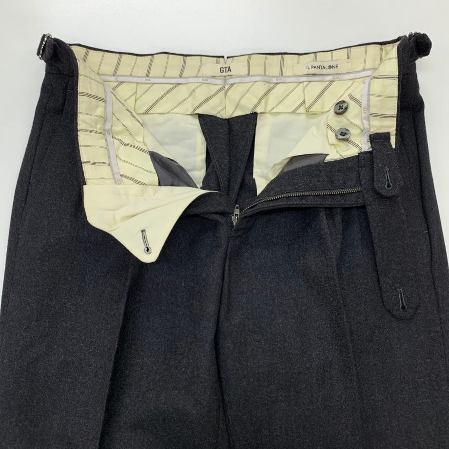 ジーティーアー COMFORT コンフォート スラックス テーパード ウール メンズ サイズ46 ダークグレー IL PANTALONE GTA 【AFB42】