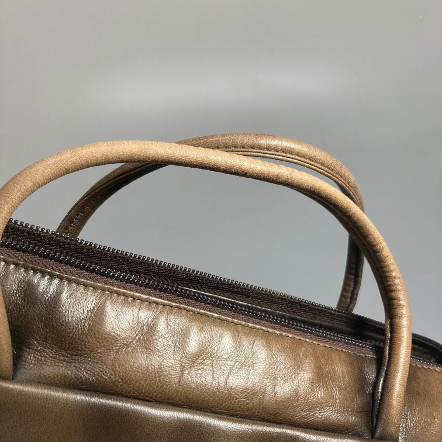 プラダ B6147 フラワーモチーフ トートバッグ レザー×ナイロン コンビ ブラウン×カーキ PRADA【AFE1】