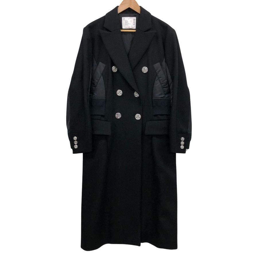 極美品◆サカイ 20年製 ドッキングロングコート レディース サイズ2 ブラック 20-05208 sacai 【AFB56】
