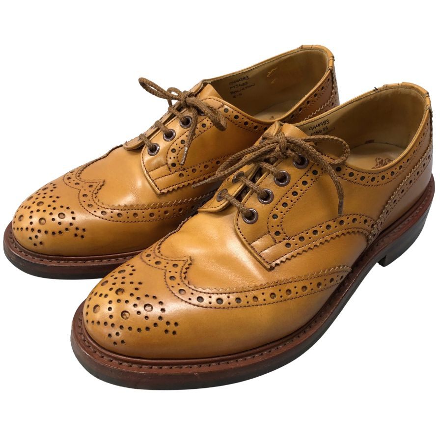 トリッカーズ レザーシューズ バートン ウィングチップ M5633 ベージュ メンズ サイズ8 Tricker`s BOURTON ビジネスシューズ 約26.5cm【LA】【中古】