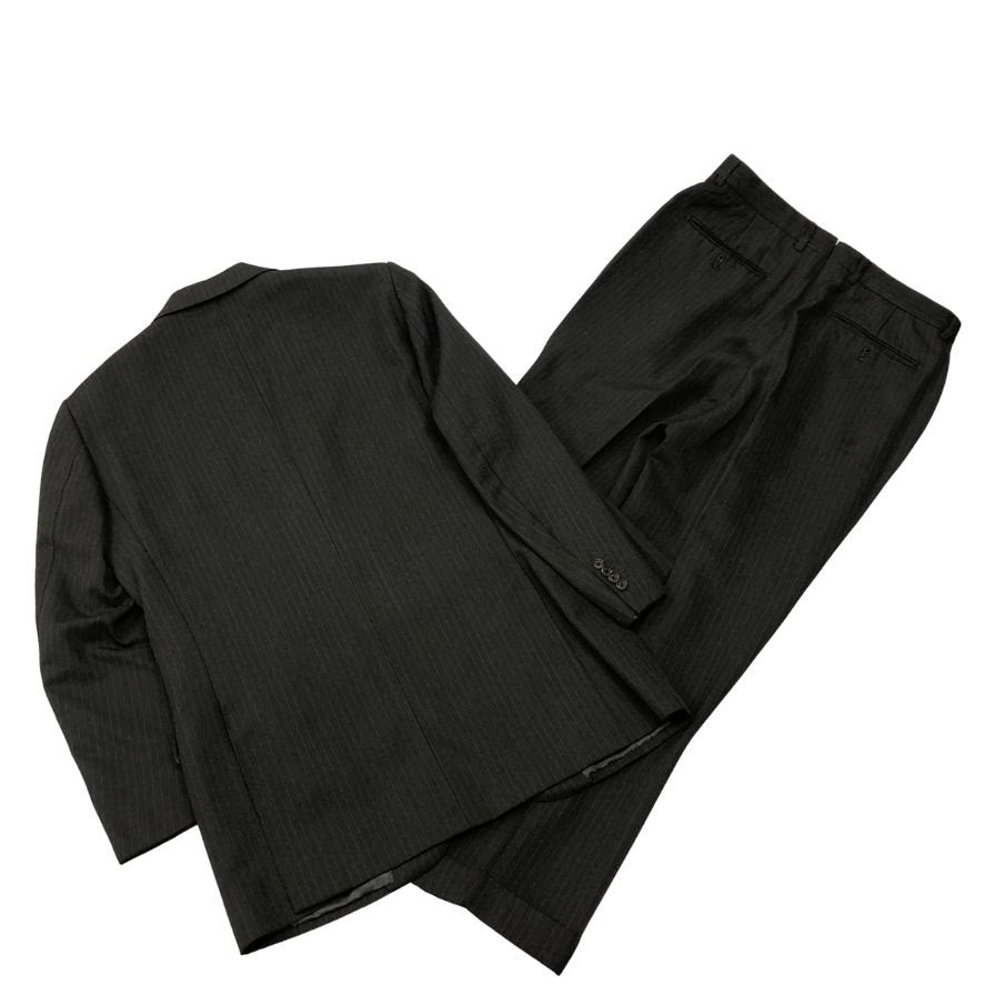 リングヂャケット×カノニコ スーツ セットアップ ストライプ サイズ48 ブラック系 メンズ RING JACKET VITALE BARBERIS CANONICO【AFA24】