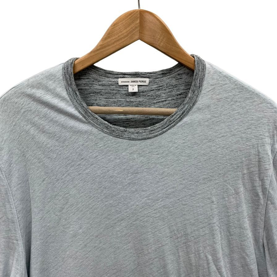 美品◆ジェームスパース Tシャツ リネン コットン サイズ2 メンズ グレー JAMES PERSE 【AFB39】