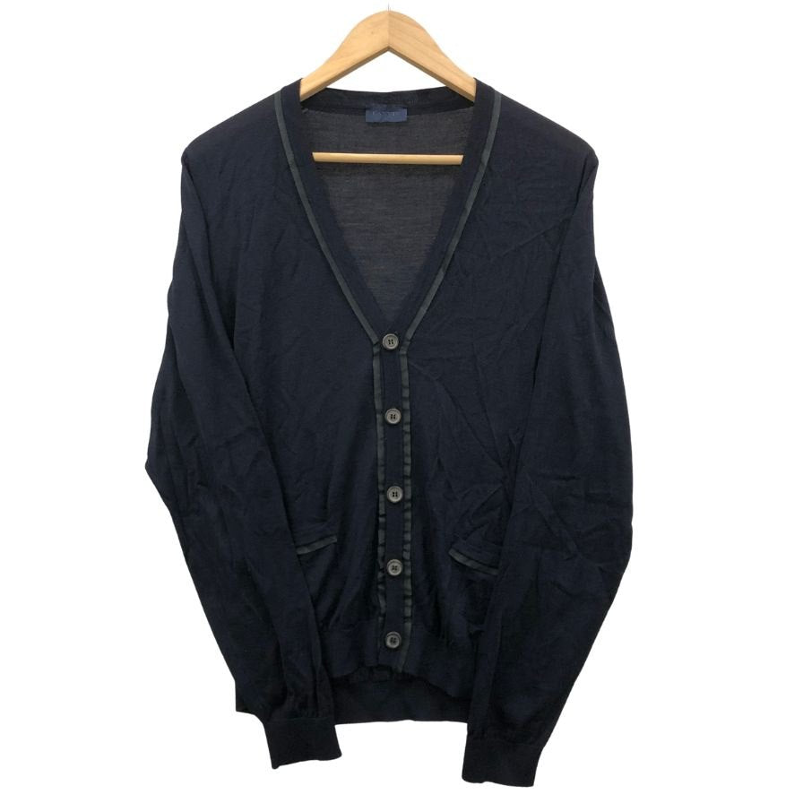 極美品◆ランバン カーディガン メリノウール ネイビー メンズ サイズM LANVIN 【AFB7】