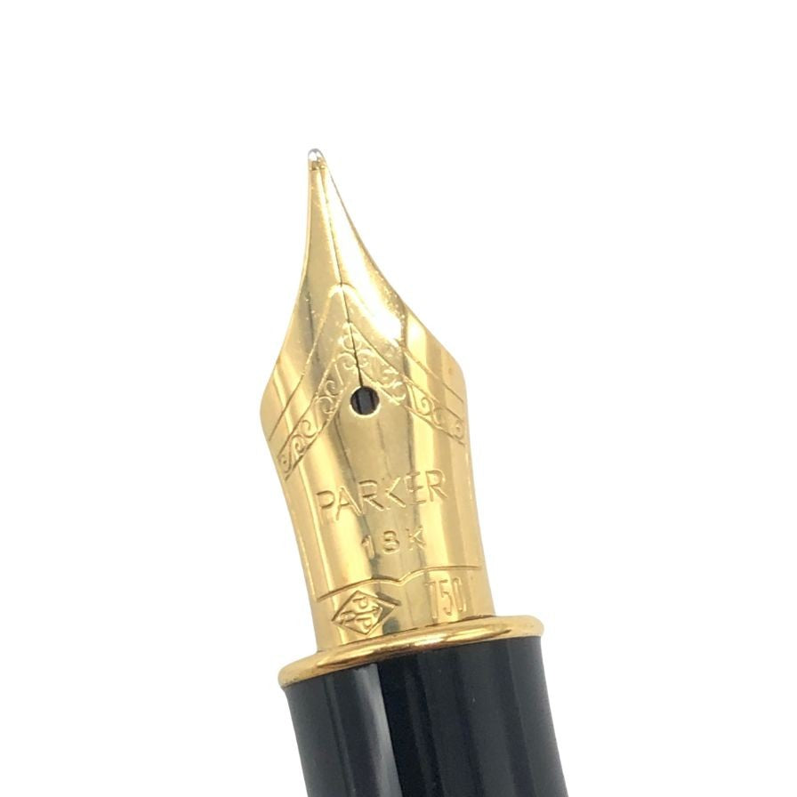 極美品◆パーカー ソネット 万年筆 ペン先18K 750 ブラック グレー マーブル PARKER SONNET【AFI4】