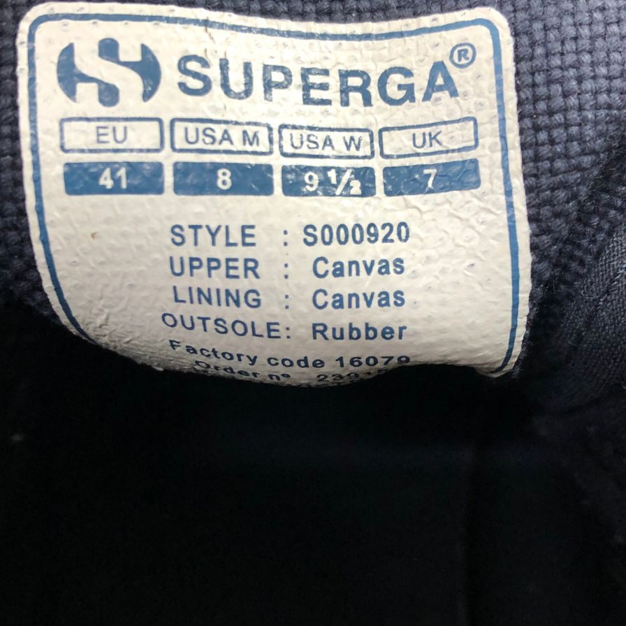 スペルガ ミッドカットスニーカー キャンバス ネイビー メンズ サイズ41 SUPERGA 約26.0cm【AFC35】