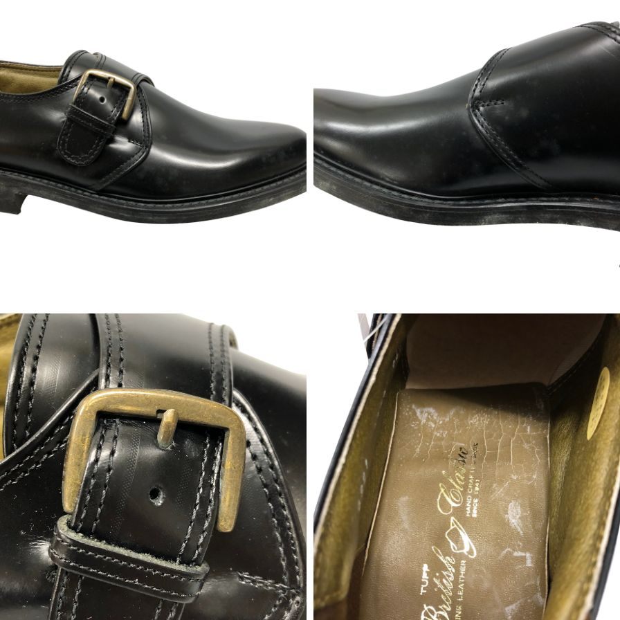 ブリティッシュ クラシック レザーシューズ モンク ストラップ レザー ブラック メンズ サイズ24.5EEE british classic 約24.5cm【AFC44】