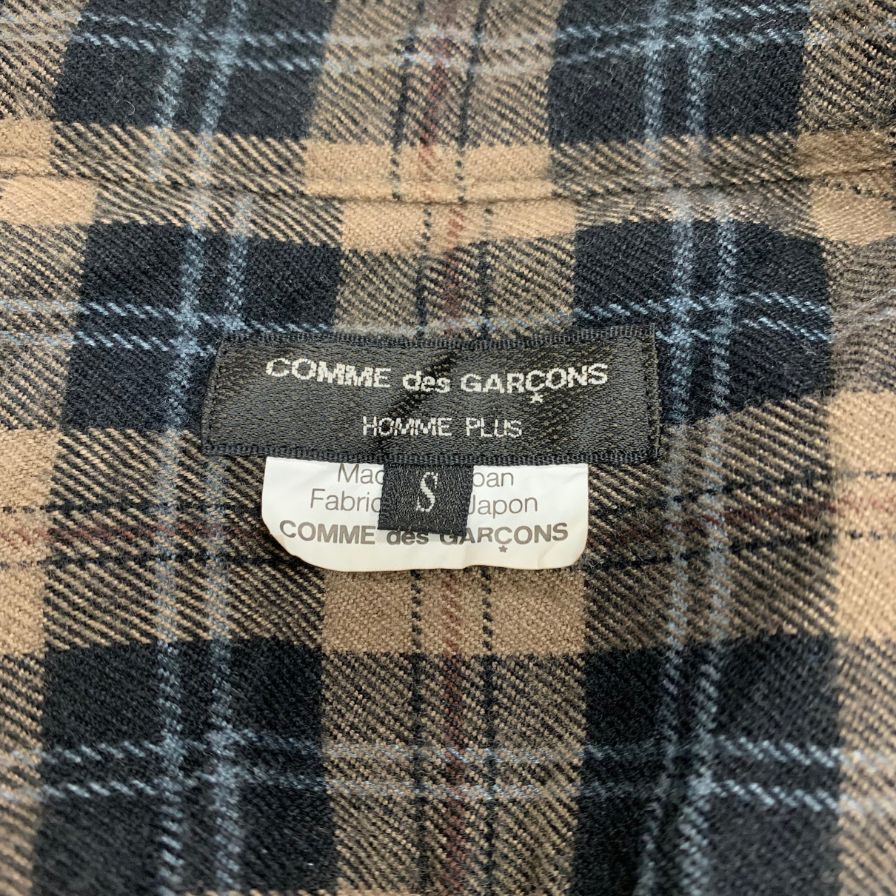 美品◆コムデギャルソン オム プリュス チェックシャツ ブラウン メンズ サイズS PT-B054 comme des garcons homme plus 【AFB27】