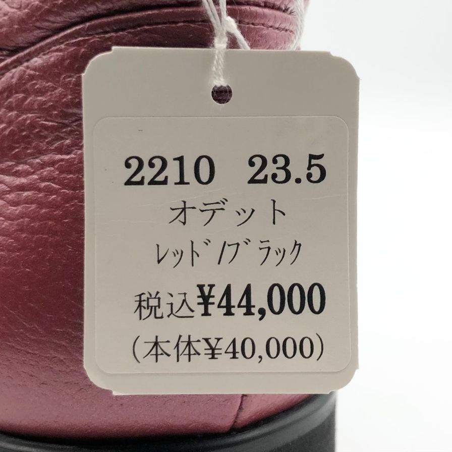 ジュンジュンバイ新宿屋 スニーカー 2210 レザー レッド ブラック オデット 切替 レディース サイズ23.5 Jun.Jun by shinjukuya 約23.5cm【7-18】