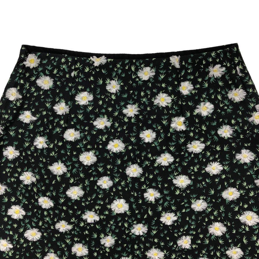 ジャンバティスタヴァリ 膝上丈 スカート フラワー総柄 刺繍 イタリア製 レディース サイズXS ブラック系 GIAMBATTISTA VALLI【20250522さい7】