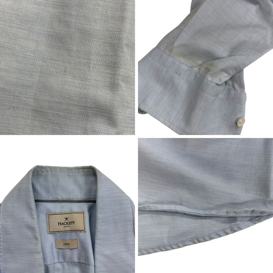 美品◆ハケット メイフェア シャツ J-FIT コットン サイズL メンズ ブルー HACKETT MAYFAIR 【AFB39】