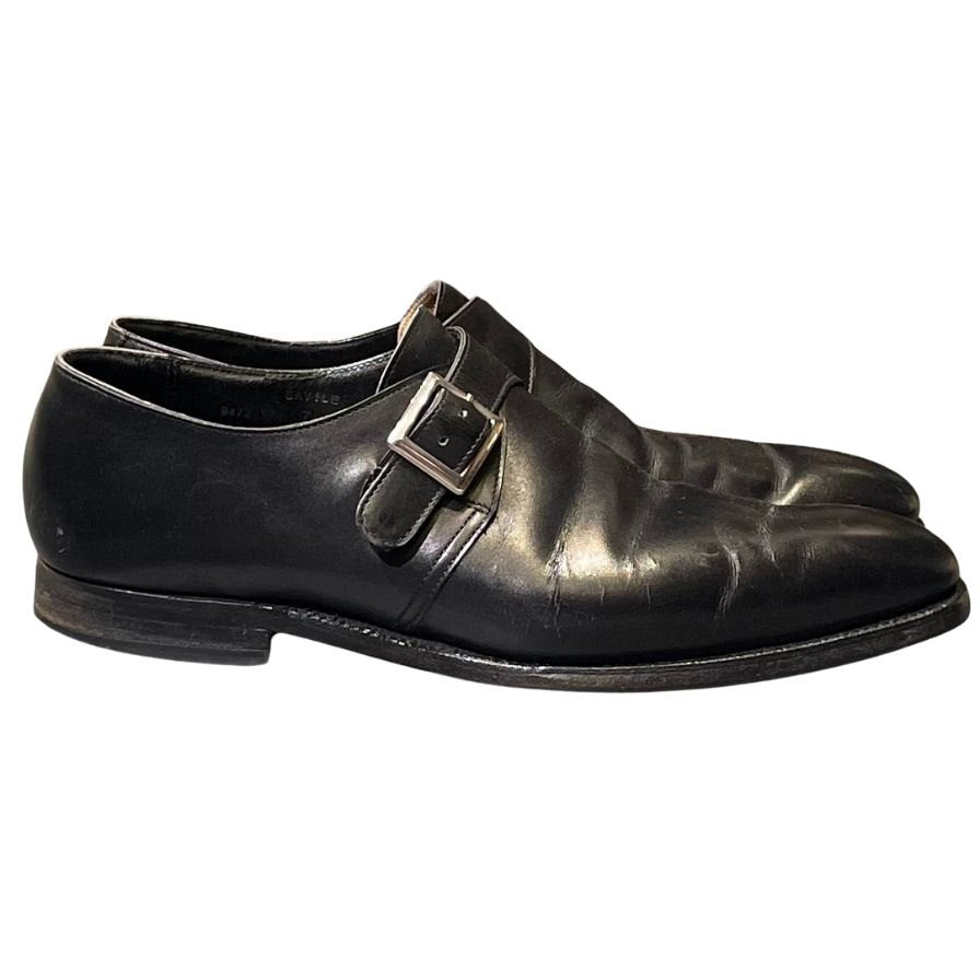 クロケット&ジョーンズ サヴィル シングルモンク ブラック サイズUK7.5E Crockett&Jones ビジネスシューズ 約26.0cm【LA】【中古】