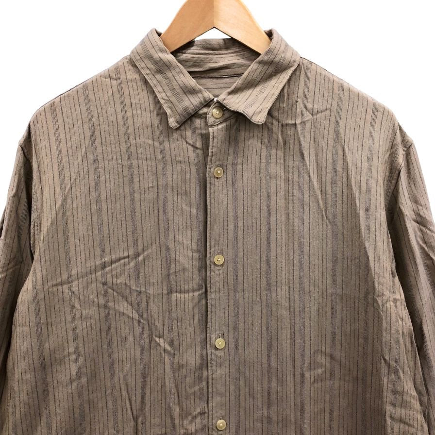 中古◆ナヤット レーヨン ロングスリーブ ストライプシャツ W-007 ブラウン サイズ3 長袖 日本製 NAHYAT MADE IN JAPAN 【AFB47】