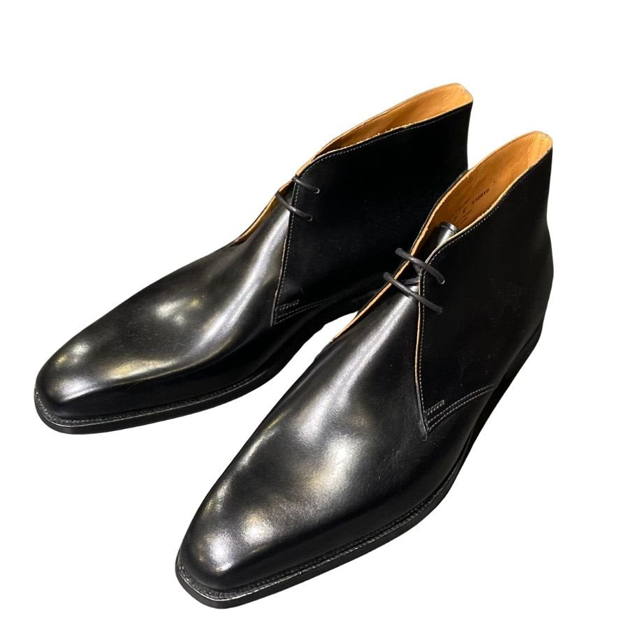 クロケット&ジョーンズ トレーディングポスト別注 レザーブーツ チャッカ テットベリー ブラック サイズUK7E CROCKETT&JONES TETBURY ビジネスシューズ 約26.0cm【LA】【中古】