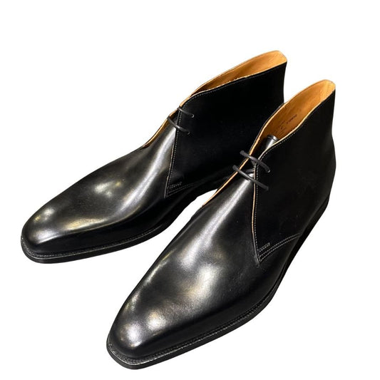 クロケット&ジョーンズ トレーディングポスト別注 レザーブーツ チャッカ テットベリー ブラック サイズUK7E CROCKETT&JONES TETBURY ビジネスシューズ 約26.0cm【LA】【中古】