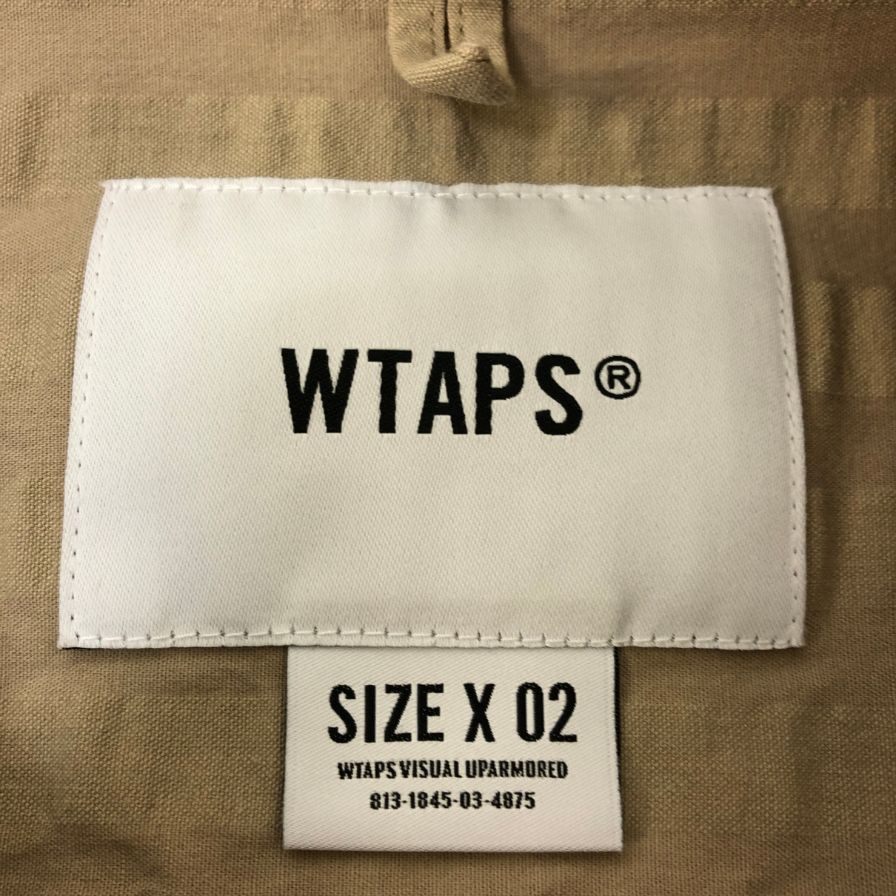 極美品◆ダブルタップス 221GWDT-SHM02 ボタンダウン シアサッカー半袖シャツ ベージュ サイズ2 メンズ Wtaps BD SUCKER 【AFB43】