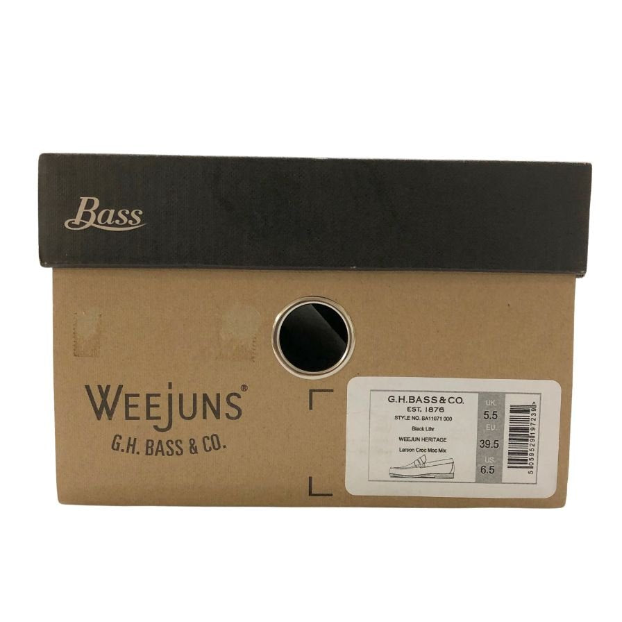 ジーエイチバス ローファー ウィージャンズ ラーソン クロコ型押し サイズ6.5 メンズ ブラック G.H.Bass&Co. WEEJUNS LARSON ローファー 約25.5cm【LA】【中古】