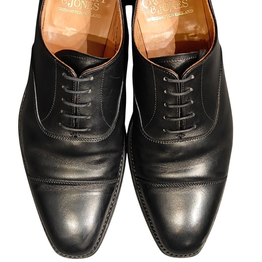 クロケット&ジョーンズ スレザーシューズ トレートチップ ハラム サイズUK6.5E ブラック CROCKETT&JONES ビジネスシューズ 約25.0cm【LA】【中古】