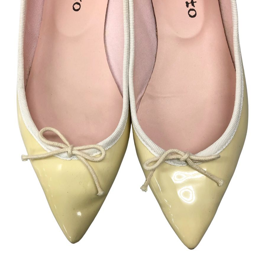 レペット バレェシューズ パテントレザー リボン アイボリー レディース サイズ37 repetto 約23.5cm【AFC7】