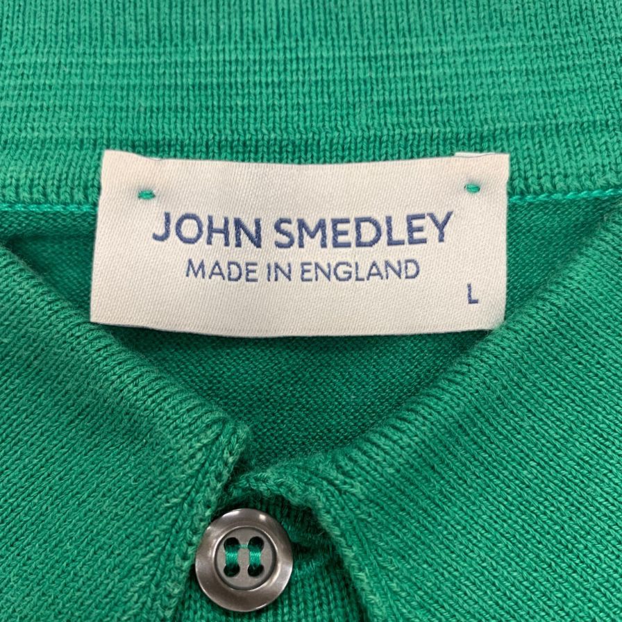 中古◆ジョンスメドレー 半袖ニットポロ スキッパー グリーン メンズ サイズL JOHN SMEDLEY 【AFB29】