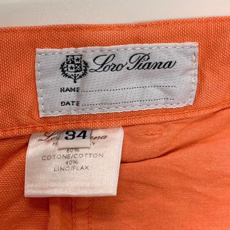 ロロピアーナ カラーデニムパンツ コットン リネン オレンジ メンズ サイズ34 Loro Piana 【AFB44】