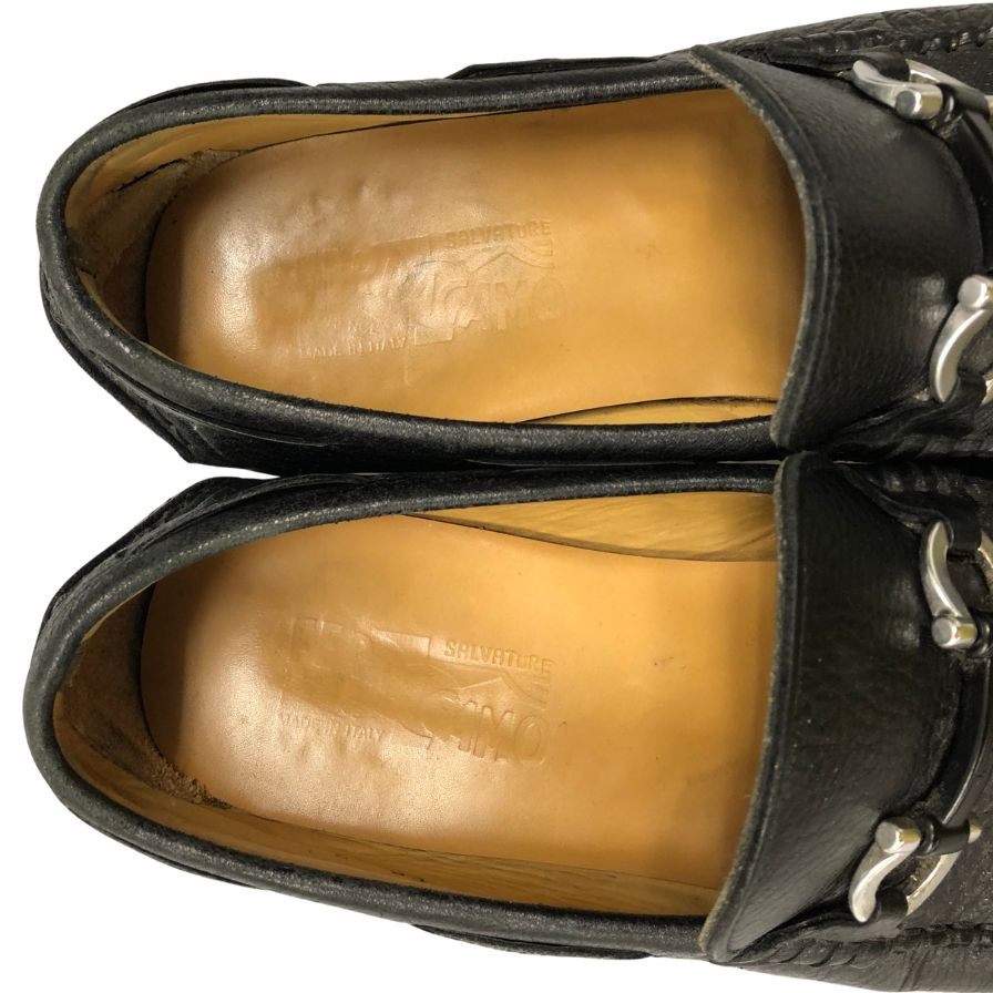 サルヴァトーレフェラガモ ローファー 65762 レザー ホース ビット ブラック メンズ サイズ UK 7 Salvatore Ferragamo 約26.0cm【AFC42】