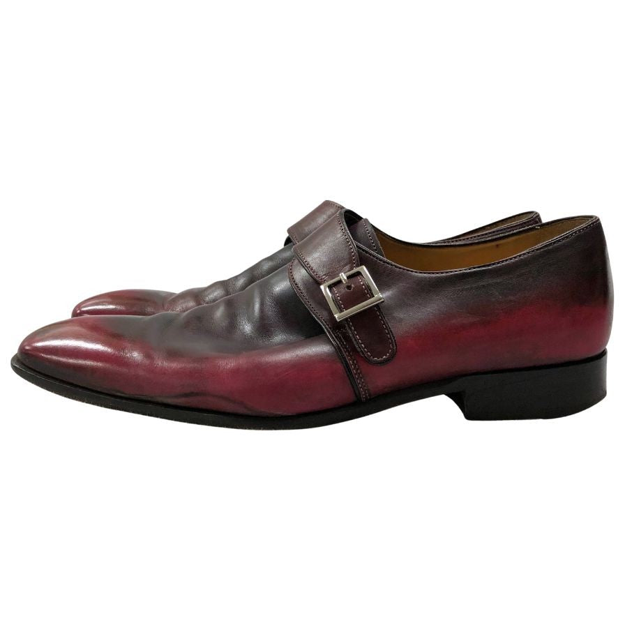 フランチェスコ ベニーニョ レザーシューズ 3467 シングルモンク サイズ6 レッド メンズ Francesco Benigno 約24.5cm【AFC32】