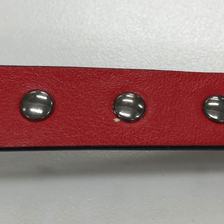 クリスチャンルブタン レザーブレスレット スタッズ ブラック×レッド レディース Christian Louboutin