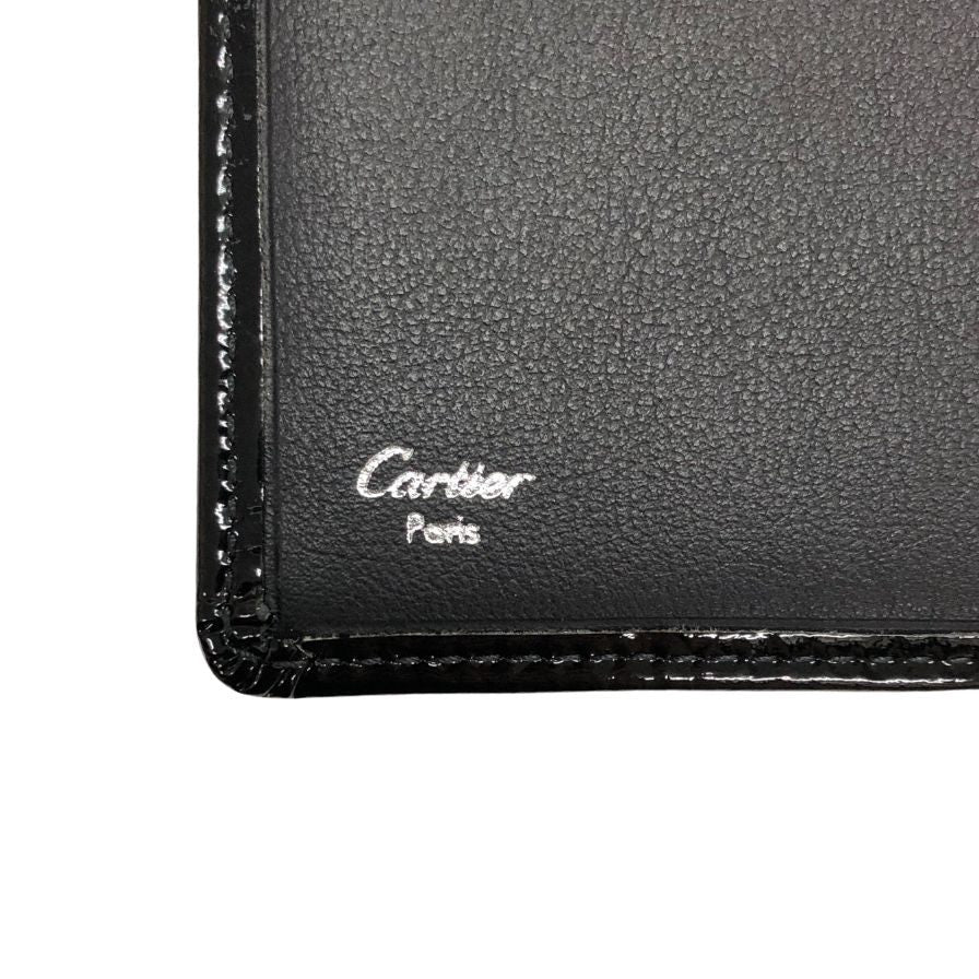 カルティエ 二つ折り財布 ハッピーバースデー L字ファスナー ブラック エナメル レディース Cartier【AFI18】