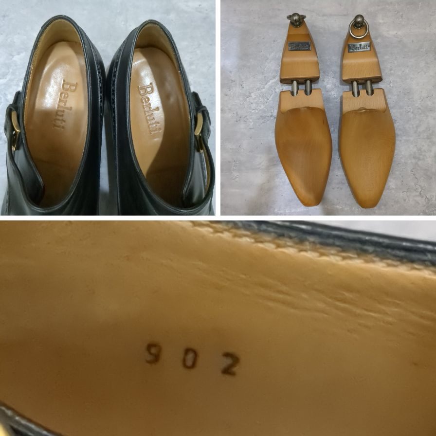 ベルルッティ レザーシューズ シングルモンク 902 ブラック メンズ サイズUK7 Berluti ビジネスシューズ 約25.5cm【LA】【中古】