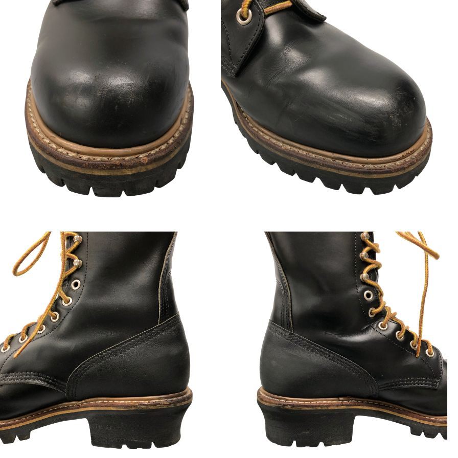 レッドウィング レザーシューズ ロガーブーツ メンズ 80年代 サイズ9 1/2 D ブラック REDWING 約27.0cm【AFC42】