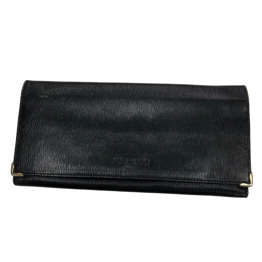 極美品 Nina Ricci ニナリッチ 二つ折り 財布 黒 ミニ コンパクト ニナリッチ 二つ折り 長財布 ウォレット 札入れ 小銭入れ