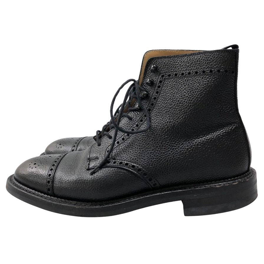 クロケット&ジョーンズ カントリーブーツ ダンディー 335ラスト グレインレザー メダリオン ブラック メンズ サイズ7E CROCKETT&JONES DUNDEE ブーツ 約26.0cm【LA】【中古】