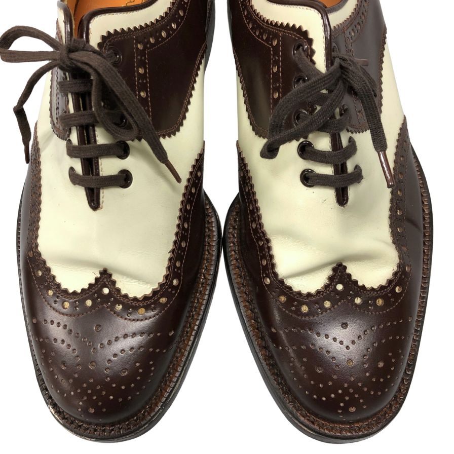 メンズビギ レザーシューズ サイズ25 ブラウン×ホワイト系 MEN’S BIGI 約25.0cm【AFD15】