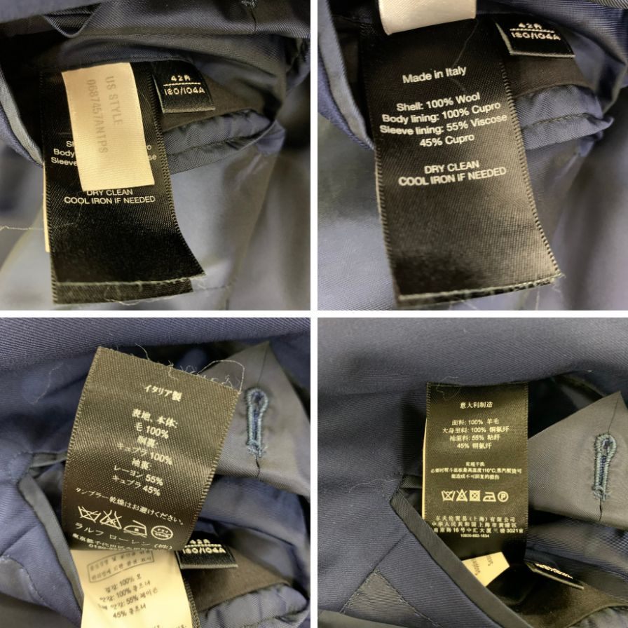極美品◆ラルフローレン パープルレーベル ブレザー ウール イタリア製 ネイビー メンズ サイズ42R RALPH LAUREN PURPLE LABEL 【AFB8】