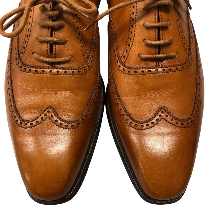 クロケット&ジョーンズ レザーシューズ ドラモンド ウイングチップ ライトブラウン メンズ サイズUK6E CROCKETT&JONES 約25.0cm【AFC8】