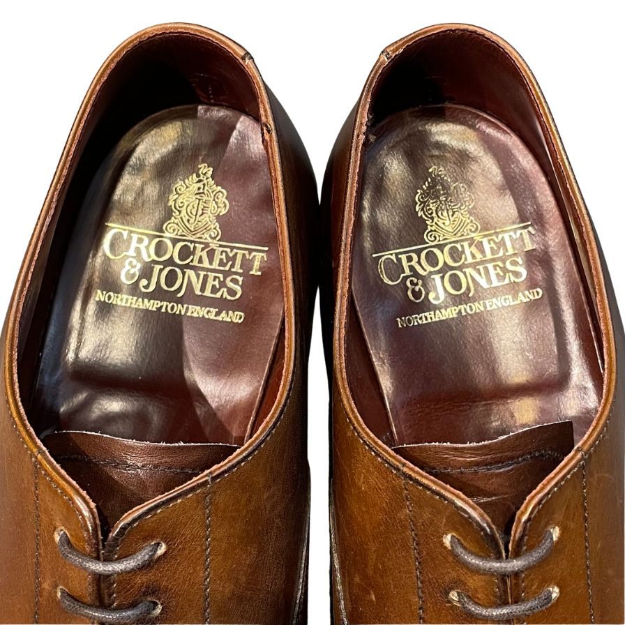 クロケット&ジョーンズ レザーシューズ ケント ストレートチップ カーフ サイズ6.5E ブラウン CROCKETT&JONES ビジネスシューズ 約25.5cm【LA】【中古】