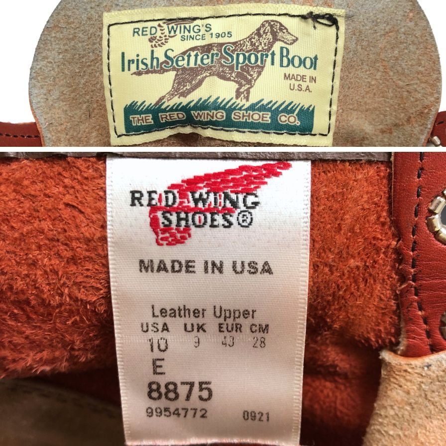 レッドウィング ブーツ アイリッシュセッター 8875 サイズ10E レッド系 メンズ RED WING 約28.5cm【AFD2】