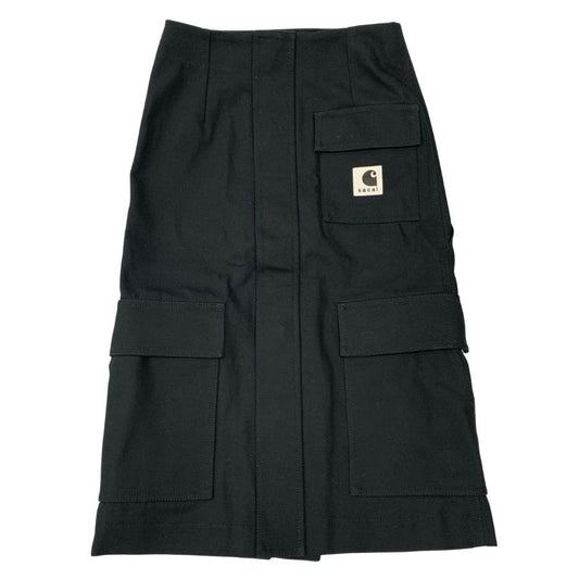 サカイ×カーハート スカート コットン ブラック レディース サイズ0 24ー07191 sacai×CARHARTT【AFB4】