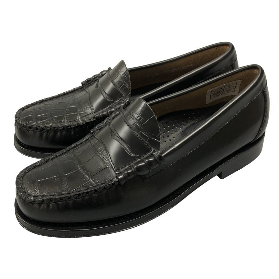ジーエイチバス ローファー ウィージャンズ ラーソン クロコ型押し サイズ6.5 メンズ ブラック G.H.Bass&Co. WEEJUNS LARSON ローファー 約25.5cm【LA】【中古】