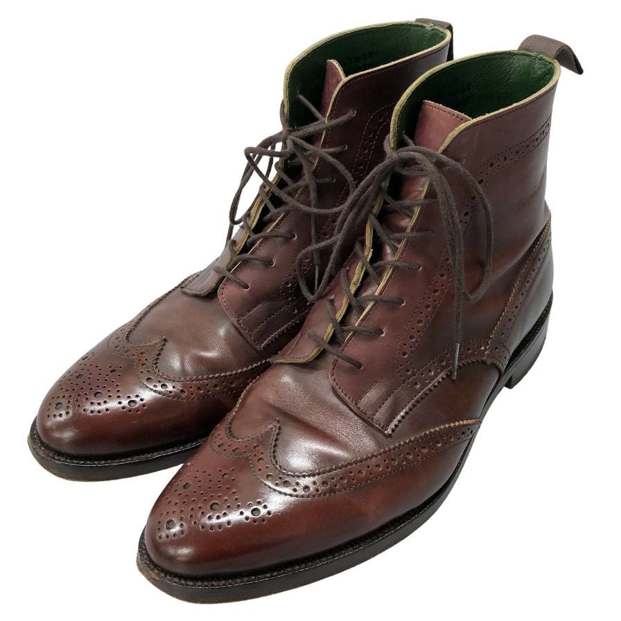 トリッカーズ レースアップブーツ ウイングチップ ブーツ レザー バーガンディ メンズ サイズ9 Tricker`s 約27.5cm【AFC35】