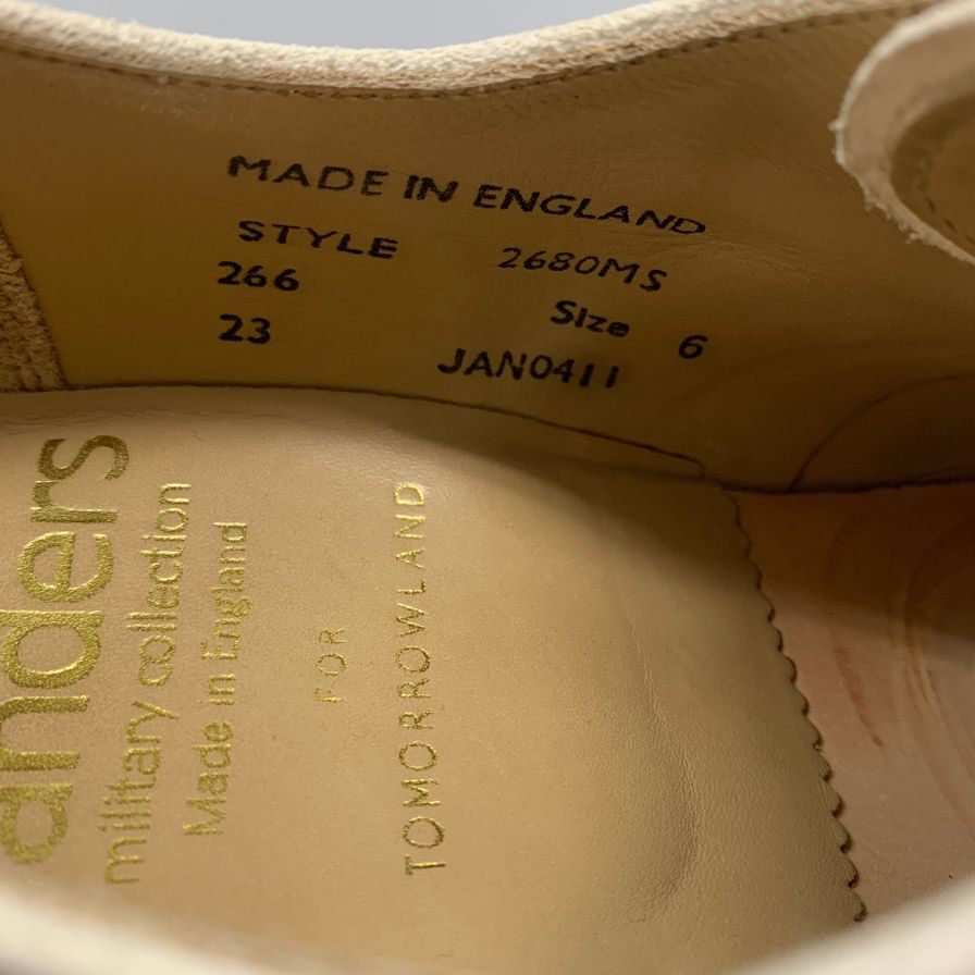 美品◆サンダース ミリタリーダービーシューズ サイズ6 ホワイト メンズ SANDERS Military Derby Shoes【AFC44】