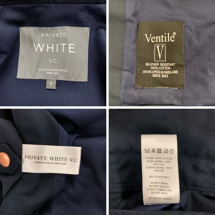 美品◆プライベート ホワイト VC ベンタイル ハリントン ジャケット ミッドナイト サイズ3 Private White V.C. 【AFB38】