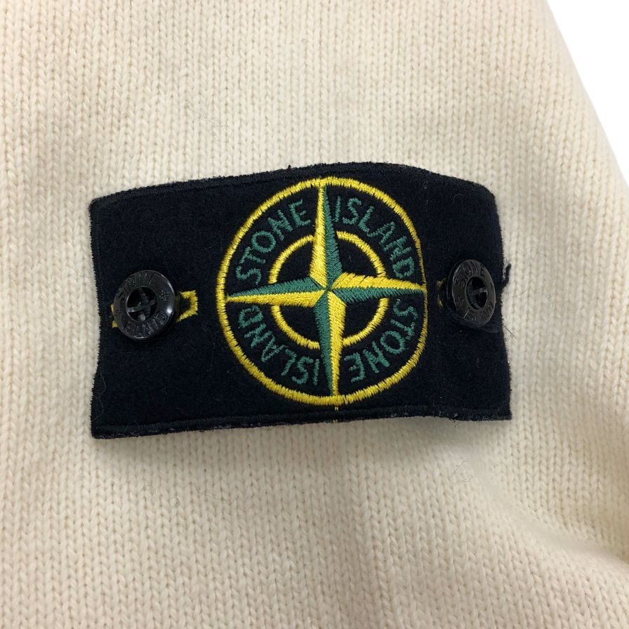 美品◆ストーンアイランド クルーネックニット 8115508A3 ロゴパッチ ウール ポリアミド サイズM メンズ ホワイト STONE ISLAND 【AFB35】