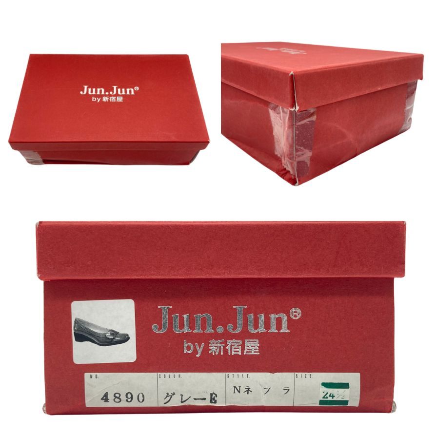 ジュンジュンバイ新宿屋 パンプス レザー 4890 グレーE Nネブラ レディース サイズ24.5 Jun.Jun by shinjukuya 約24.5cm【7-8】