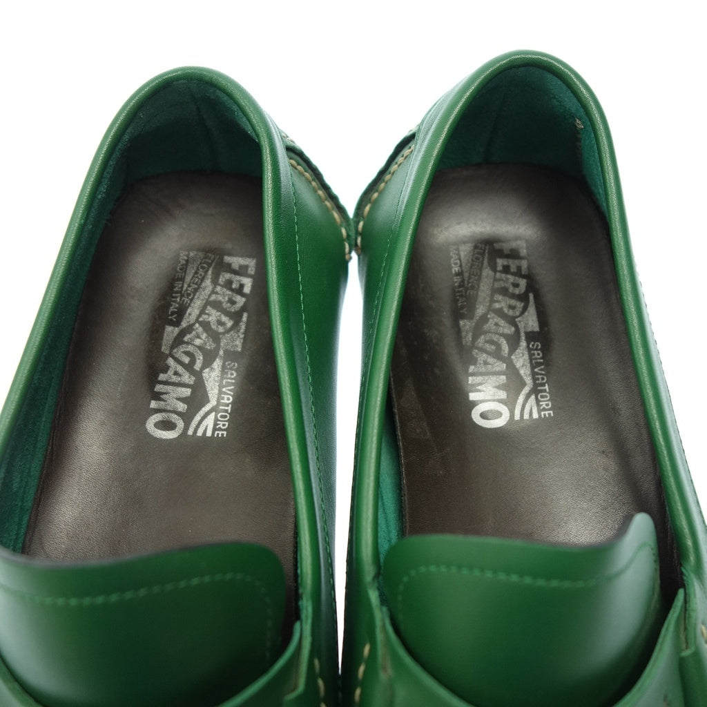 中古◆サルバトーレ フェラガモ ドライビングシューズ レザー メンズ グリーン サイズ8 Salvatore Ferragamo【AFC35】