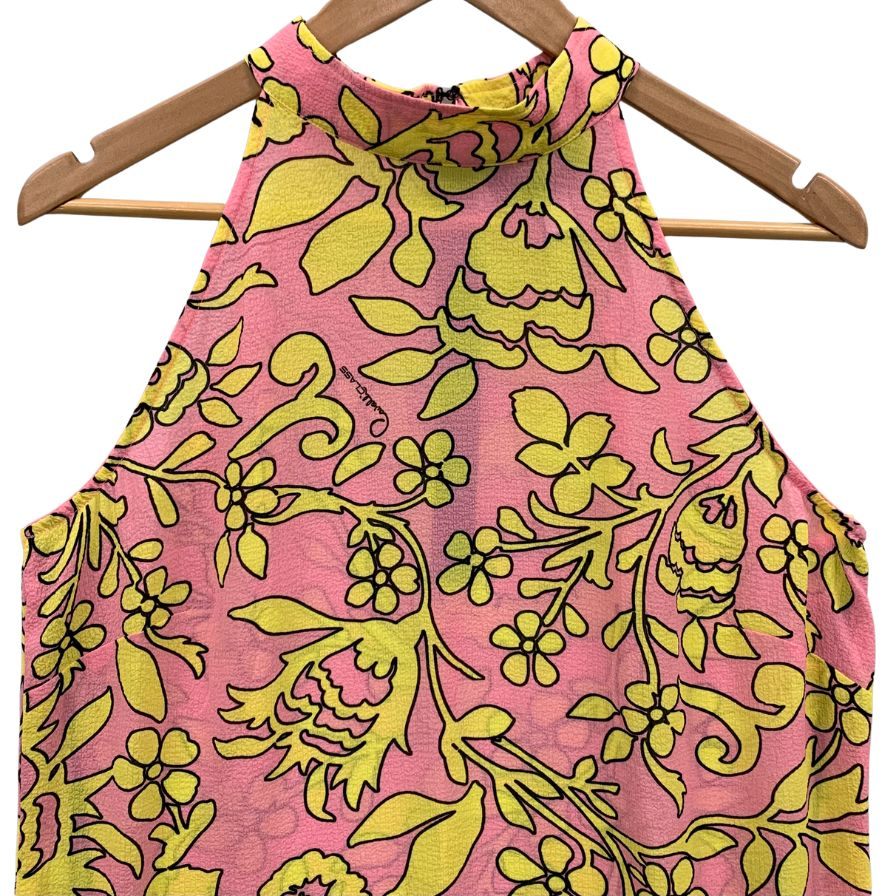 極美品◆クラス ロベルト カヴァリ ノースリーブ ワンピース 総柄 レデイース サイズUS8 ピンク系総柄 class roberto cavalli 【AFB25】
