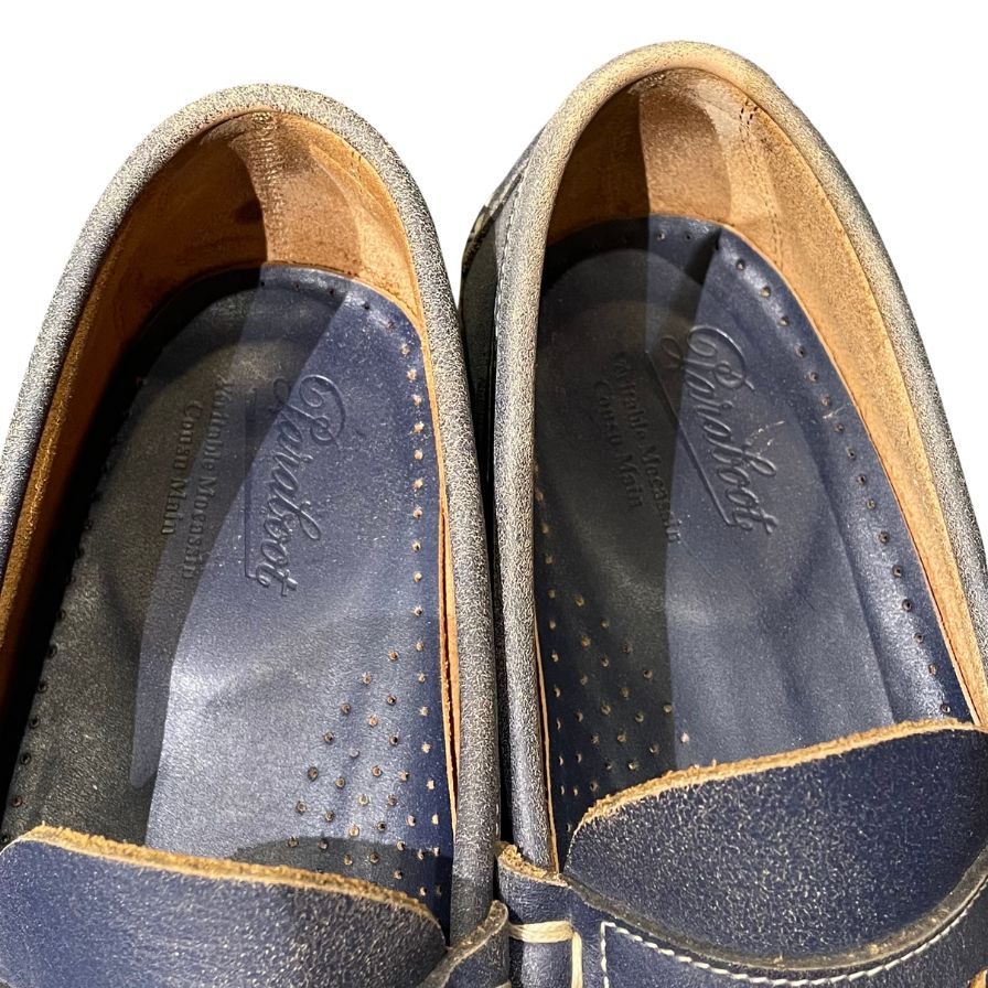パラブーツ ローファー コロー クラックレザー ネイビー サイズUK7.5 PARABOOT ビジネスシューズ 約26.5cm【LA】【中古】