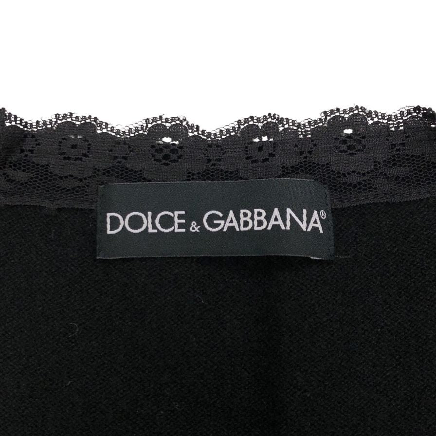 極美品◆ドルチェ&ガッバーナ ベスト レースあしらい カシミア レディース サイズS ブラック DOLCE&GABBANA 【AFB28】