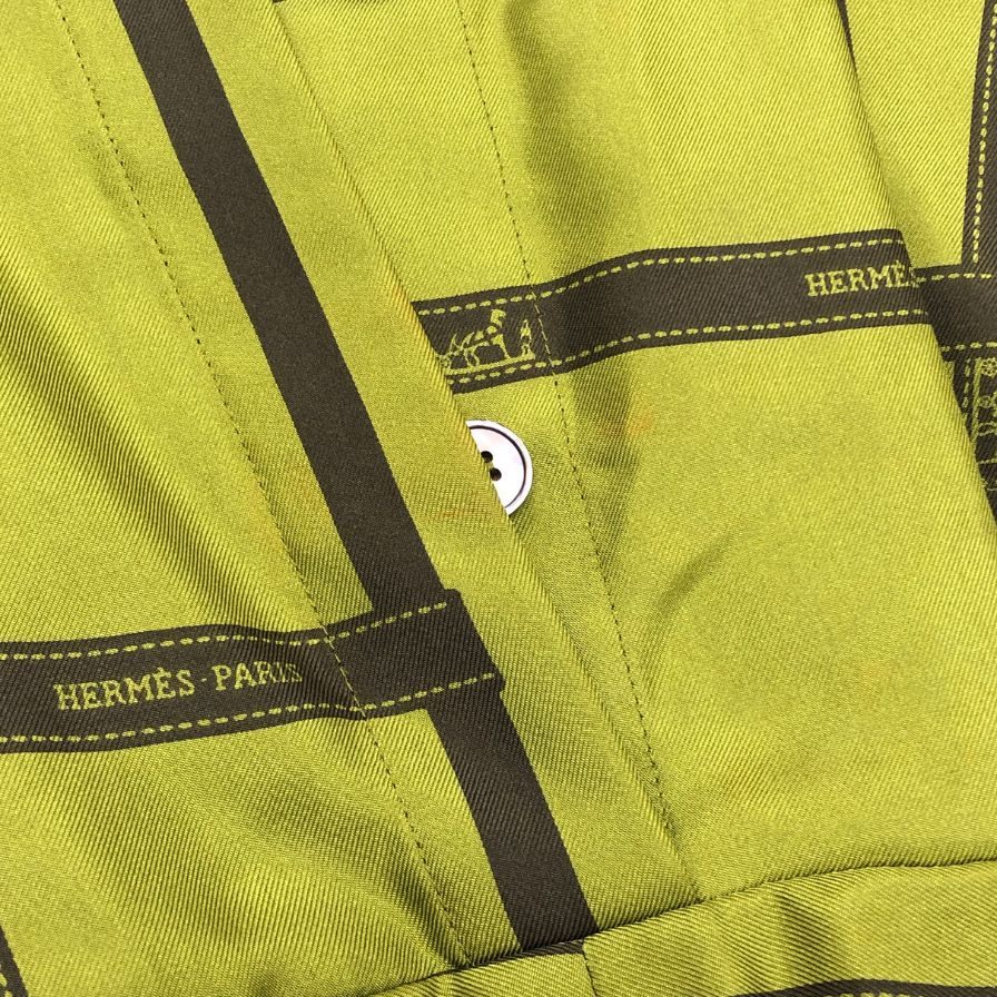 美品◆エルメス マルジェラ期 ワンピース ヴィンテージ 総柄 ボルデュック カーキ レディース サイズ34 HERMES 【AFB2】