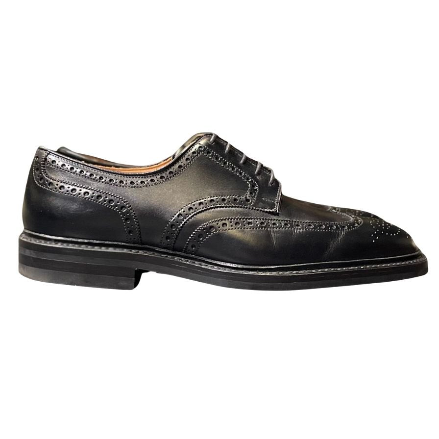 クロケット&ジョーンズ レザーシューズ ヘスウォール2 ウイングチップチップ カーフ ブラック メンズ サイズUK7E CROCKETT&JONES HESWALL2 ビジネスシューズ 約26.0cm【LA】【中古】